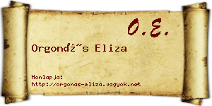 Orgonás Eliza névjegykártya